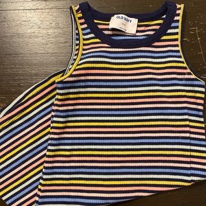 Old Navy long jersey colorful striped dress for girls